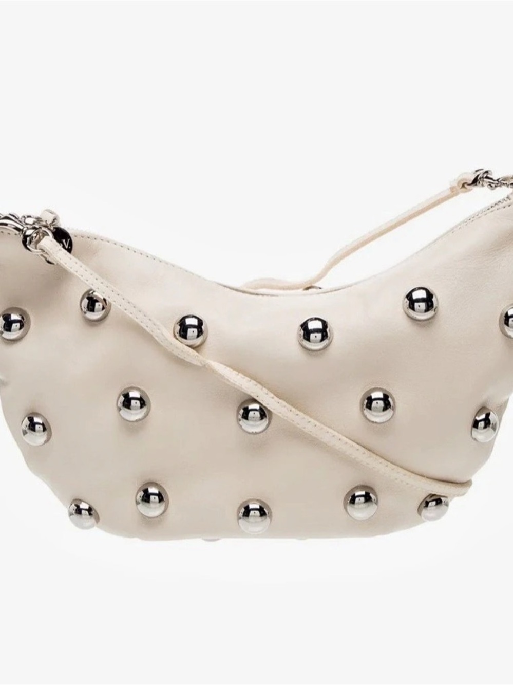 Clare V. Lune Bag w/ Studs. Shoulder Bag in White NWT